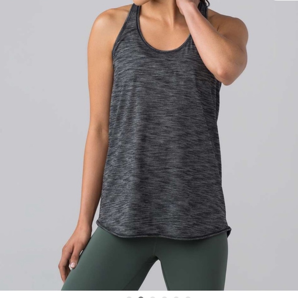Lululemon Women Heathered Black Essential Tank Top Racerback